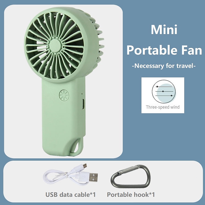 Quiet Mini Handheld Fan – USB Rechargeable 3-Speed Small Pocket Fan for Home, Office, and Outdoor Use4