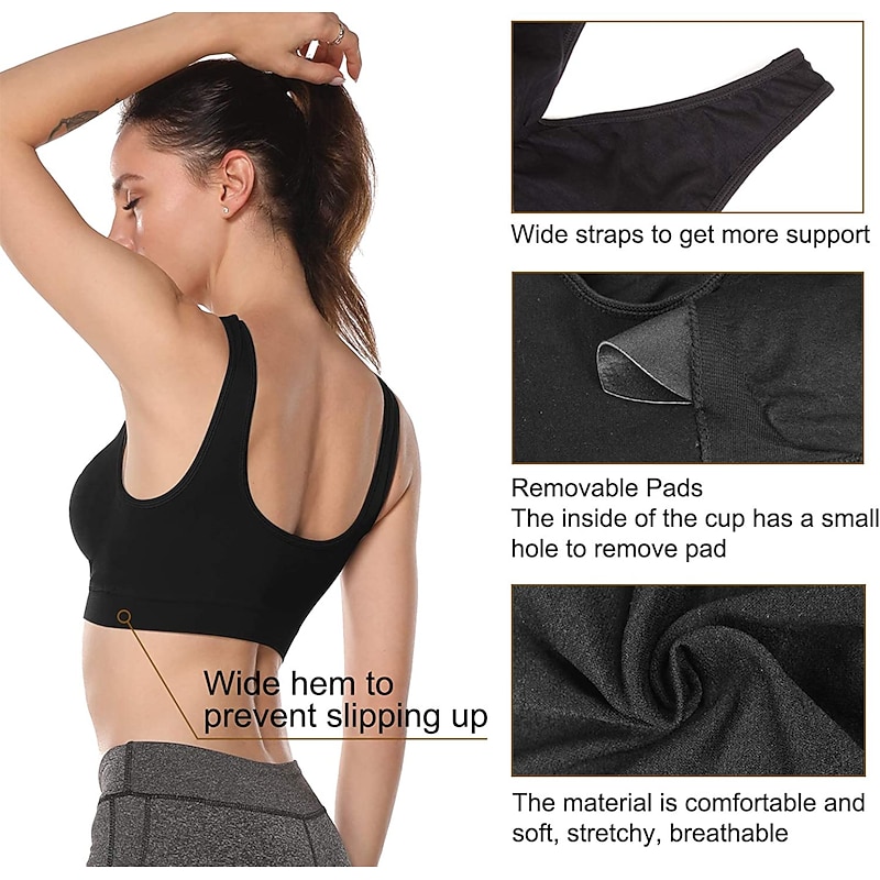 2 Pack Underwear Women's Plus Size Deep U Comfortable Beauty Back Yoga Vest with Pads No Steel Ring Gathered Shock-proof Sports Bra Home Outfits3
