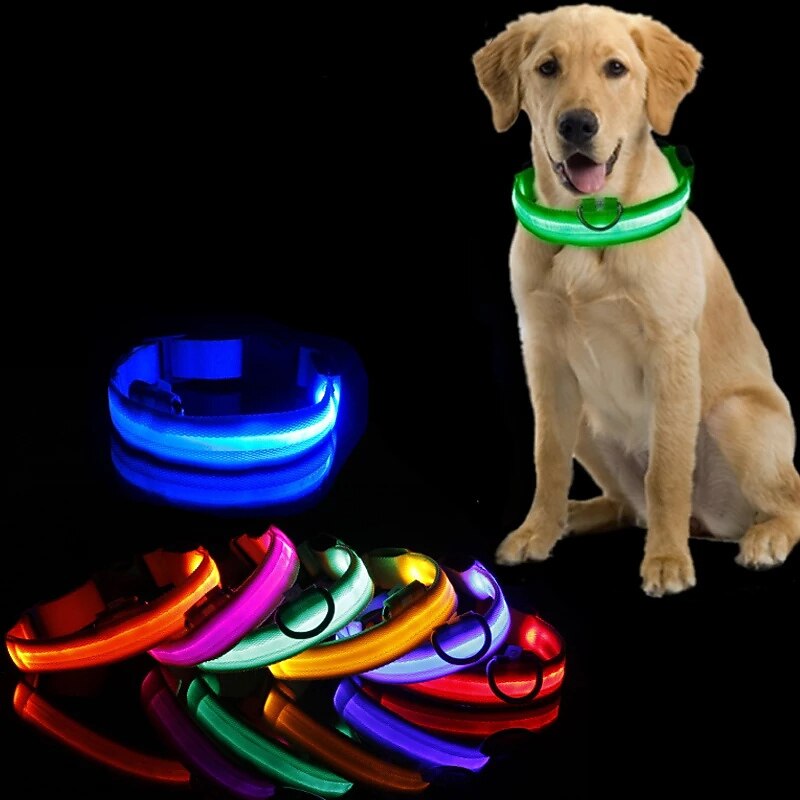 Glowing Dog Collar Adjustable Flashing Luminous Collar Night Anti-Lost Dog Light HarnessFor Small Dog Pet Products3