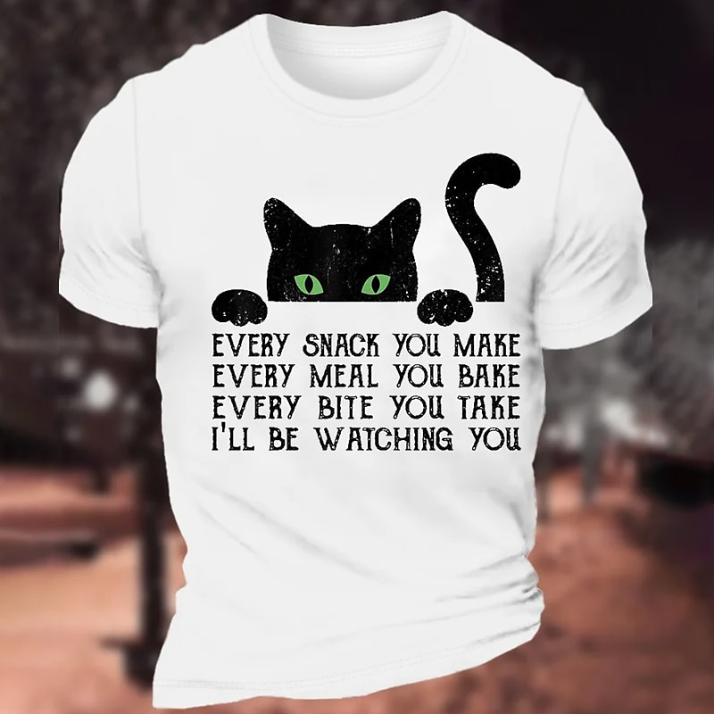 Mens Funny Cat T-Shirt Graphic Tee - 