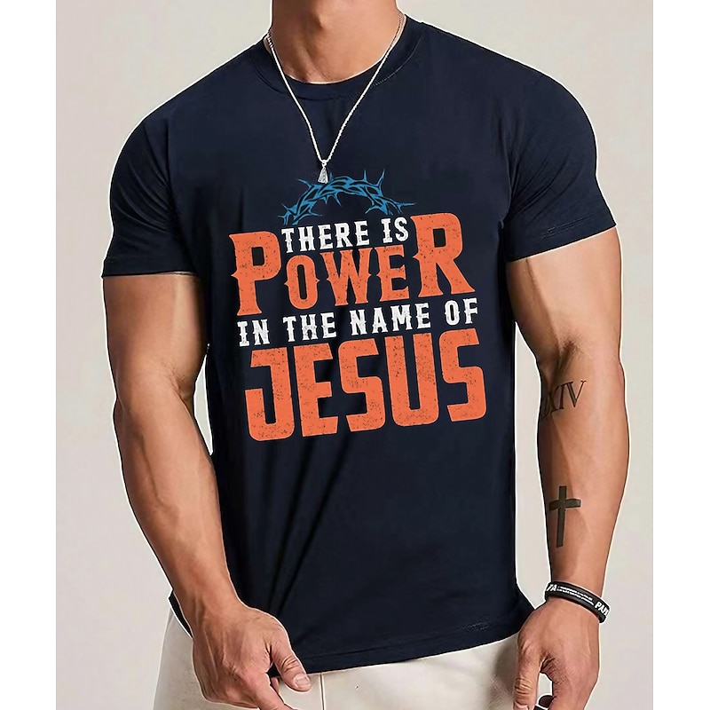 Men's Plus Size Big Tall T shirt Tee Tee Crewneck Black Navy Blue Light Grey Short Sleeves Outdoor Going out Print Letter Clothing Apparel Cotton Blend Streetwear Stylish Casual