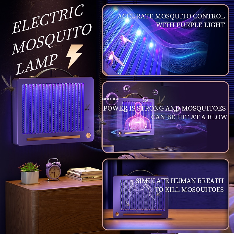 Indoor UV Bug Zapper 360 Degree Mosquito Insect Killer for Moth Wasp Fly Use in Bedroom Kitchen Office Restaurant USB Power Supply2