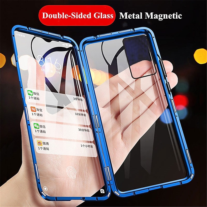 Phone Case For Samsung Galaxy A34 A54 A53 A13 A32 Magnetic Adsorption with Screen Protector Magnetic Full Body Protective Transparent Tempered Glass Metal