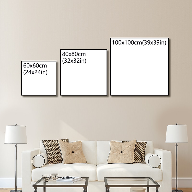 Oil Painting Hand Painted Square Floral / Botanical Modern Rolled Canvas (No Frame)2