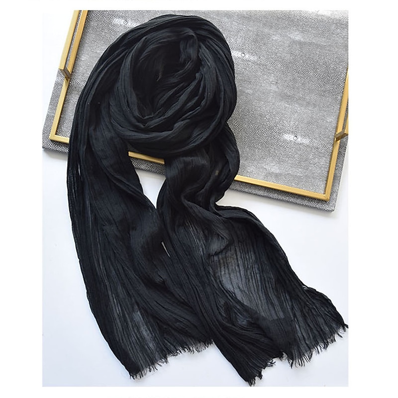 Men's Active Rectangle Scarf - Solid Colored Scarves Classic Winter Scarf Tassel Edge Soft Warm Scarf4