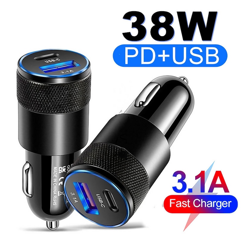 StarFire 38W USB Car Charger Quick Charge 3.0 Type-C Fast Charging Phone Adapter For IPhone 14 13 12 11 Pro Max For Redmi/Huawei/Samsung