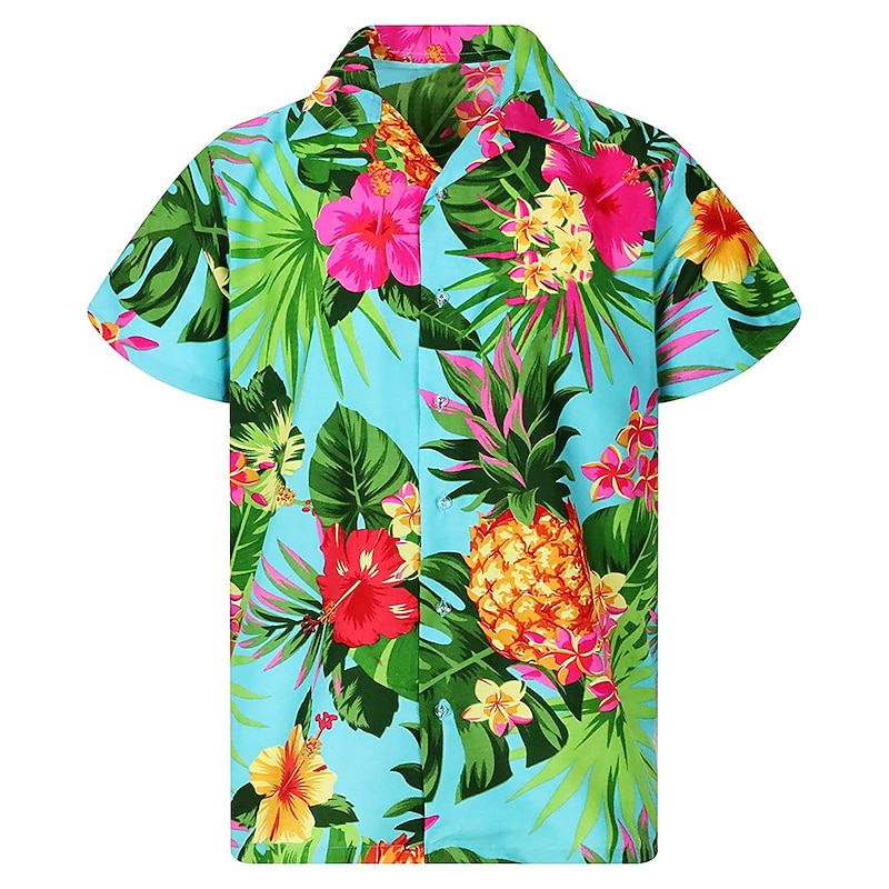 Men's Floral Tropical Flowers Palm Leaf Shirt Summer Hawaiian Shirt Aloha Shirt Short Sleeve Shirt Turndown Tropical Fashion Hawaiian Casual Hawaiian Holiday Light Pink Light Green Pink S M L4