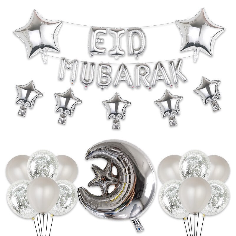 Ramadan Festival EID MUBARAK Aluminum Film Balloon Set Star Moon Decorative Arrangement Gurban Balloon Muslim3