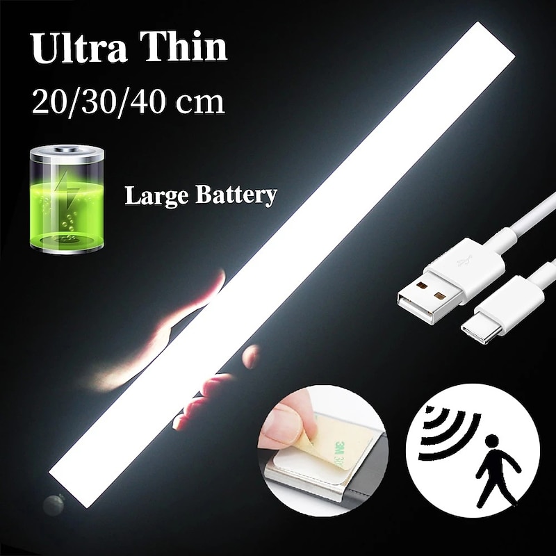 Under Cabinet Lighting, LED Motion Sensor Night Lights, USB Rechargeable, Ultra-Thin Kitchen Cabinet Light, Closet Lamp PIR Motion Sensor Wireless Night Lamp Bedroom, Corridor