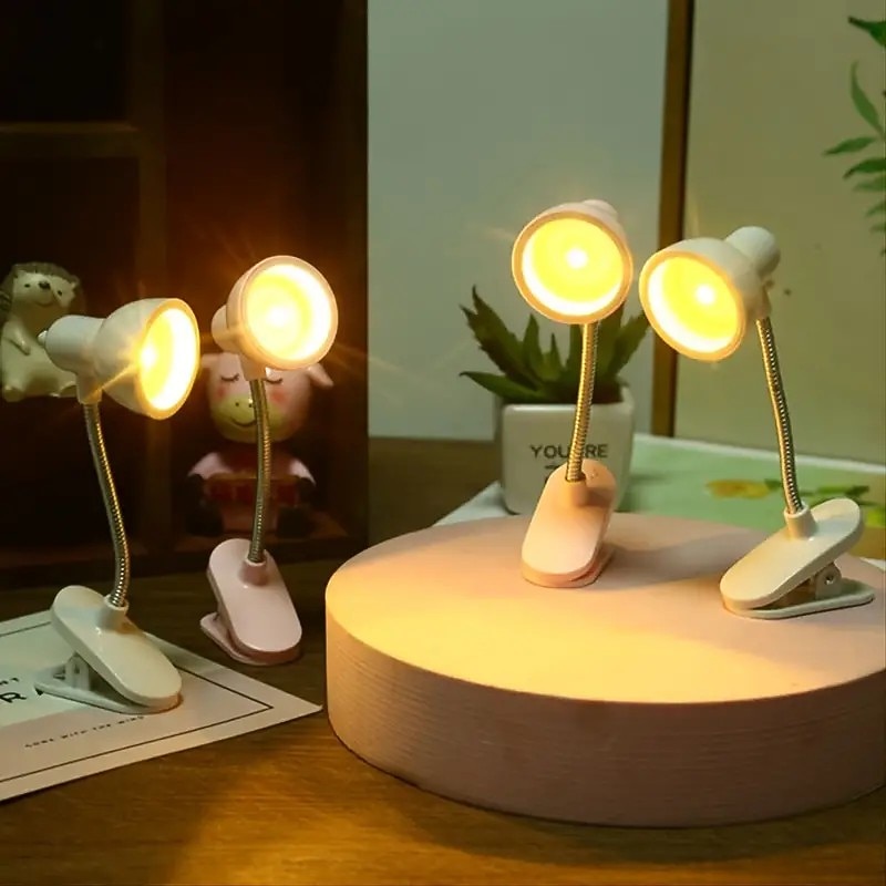 Mini Desk Book Lamp Clip on Book Battery Powered LED Eye Protection Reading Light Adjustable Portable Desktop Small Night Lights3
