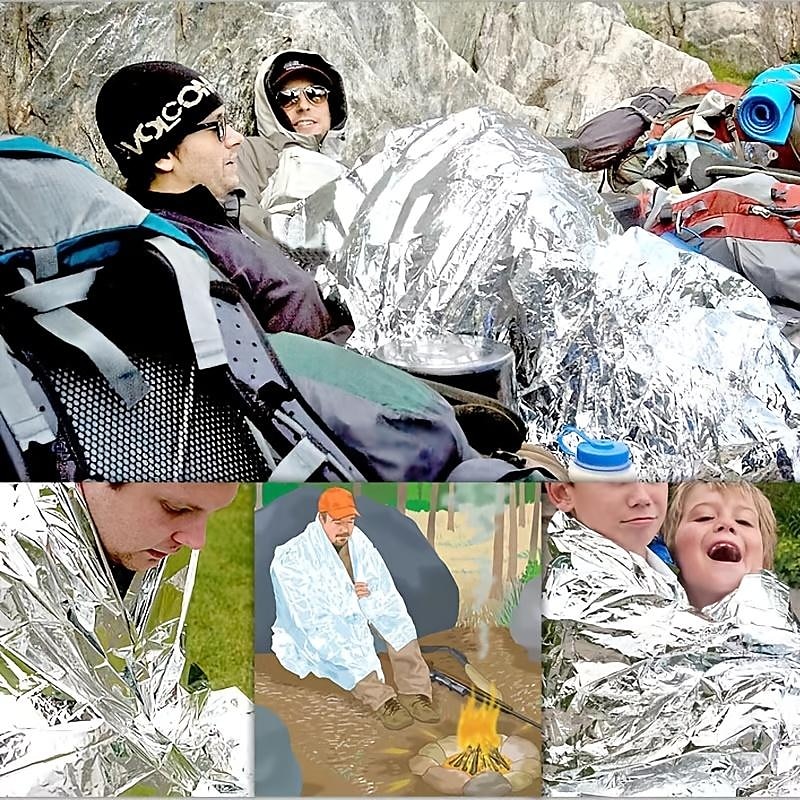 Emergency Silver Mylar Thermal Compact Waterproof Blankets For First Aid Kits, Natural Disasters Equipment, Retain Body Heat, Keeps You Warm Dimension After Opening 82*51in2