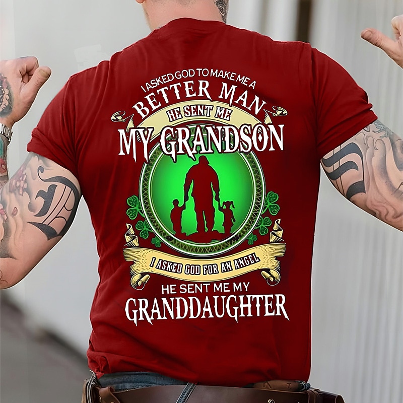 Men's Grandfather T-Shirt: 'Better Man, Grandson, Angel, Granddaughter' Family Love Graphic Tee3