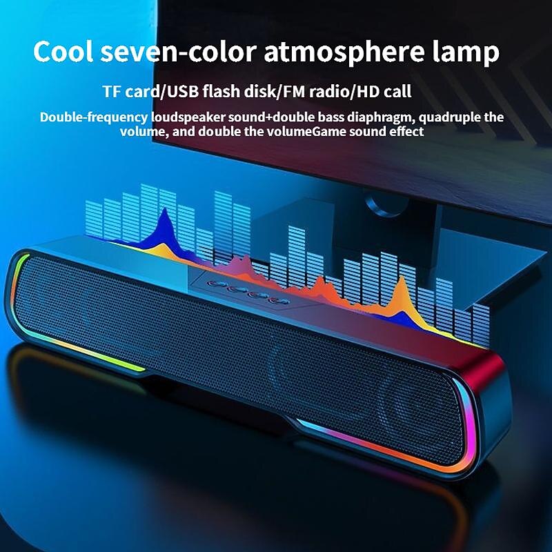 RGB Light Wireless Bluetooth Soundbar Hi-Fi Stereo Speaker Upgraded Version Of High Sound Quality For SmartPhone/Tablet/Computer TVHome Theater TV Strong Bass Sound Bar With Remote Control3