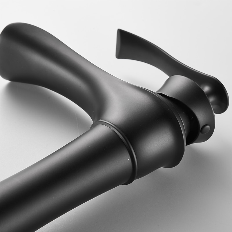 Waterfall Basin Sink Mixer Faucet Black, Tall Bathroom Taps Single Handle One Hole with Hot and Cold Hose Vessel Water Tap Deck Mounted 9