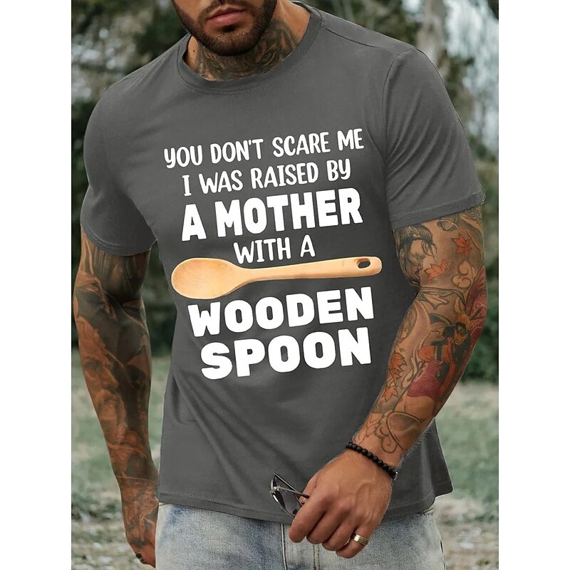 Male Quotes & Sayings T Shirt Graphic Tee 100% Cotton Short Sleeve Graphic Shirt Dark Grey Black-1 Deep Blue Comfortable Tee Street Sports Outdoor Fashion Designer Clothing4