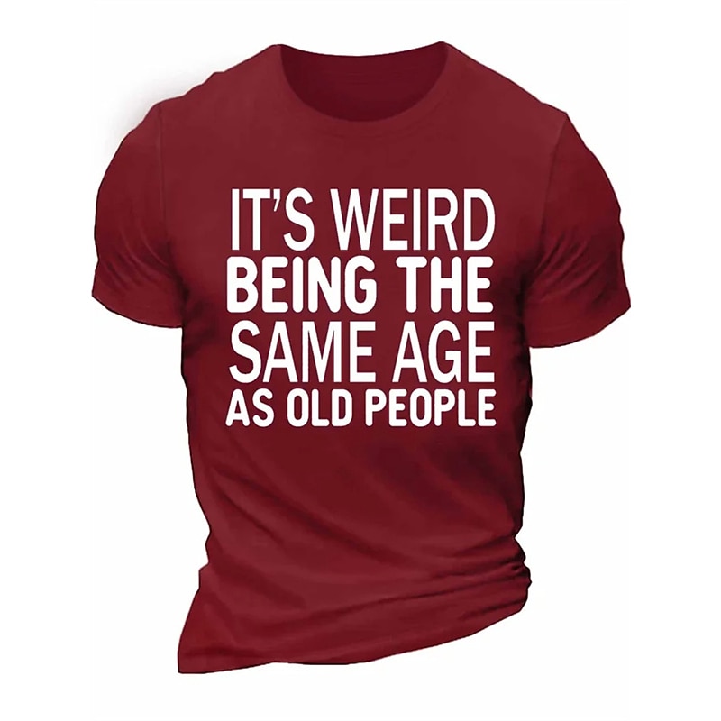 Men's Letter Graphic Prints Old People T Shirt Graphic Tee Cotton Short Sleeves Graphic Shirt White Wine Red Comfortable Tee Vacation Street Fashion Designer Clothing3