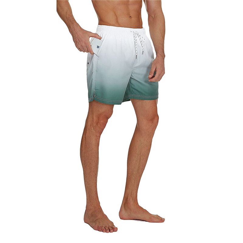 Men's Board Shorts Swim Shorts Swim Trunks Drawstring with Mesh lining Elastic Waist Gradient Quick Dry Short Casual Daily Holiday Hawaiian Boho Black Pink Micro-elastic 13