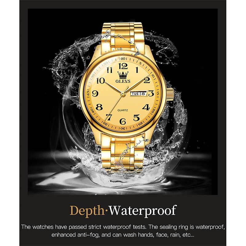 OLEVS Men Quartz Watch Calendar Large Dial Waterproof Day Date Titanium Alloy Watch4