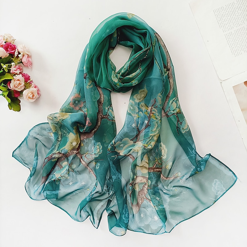 Flower Summer Women Thin Style Scarf Bandana Soft Bandana Female Elegant Shawl Hijab Hairscarves Beach Scarf