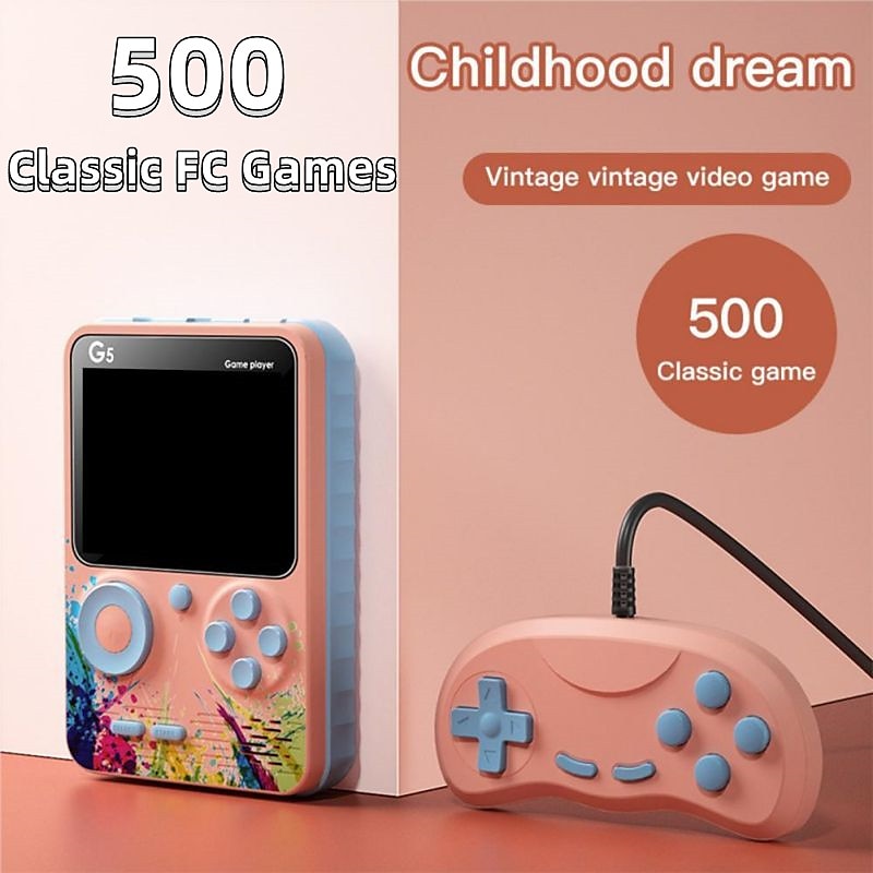 G5 Game Console 500-Games Classic Game Device Ergonomic 3.0'' Screen Handheld Gaming Player for Kids Gift Video Game Console, Christmas Birthday Gift