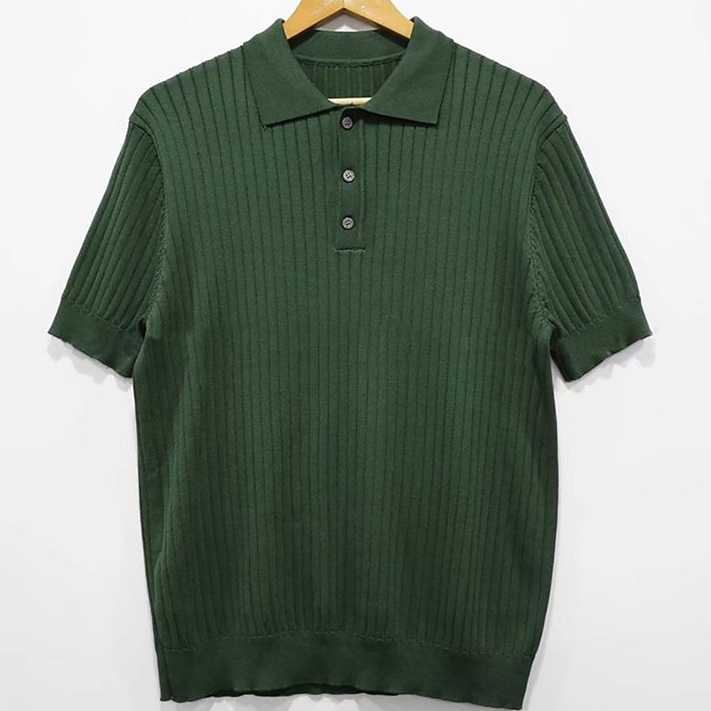 Men's Knit Polo Sweater Polo Business Daily Lapel Short Sleeves Stylish Classic Plain Knitted Summer Spring Black Green Coffee Knit Polo Sweater4