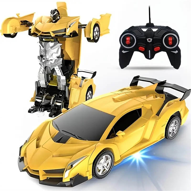 Remote Control Transform Car Robot Toy With Lights Deformation RC Car 360Rotating Stunt Race Car Toys