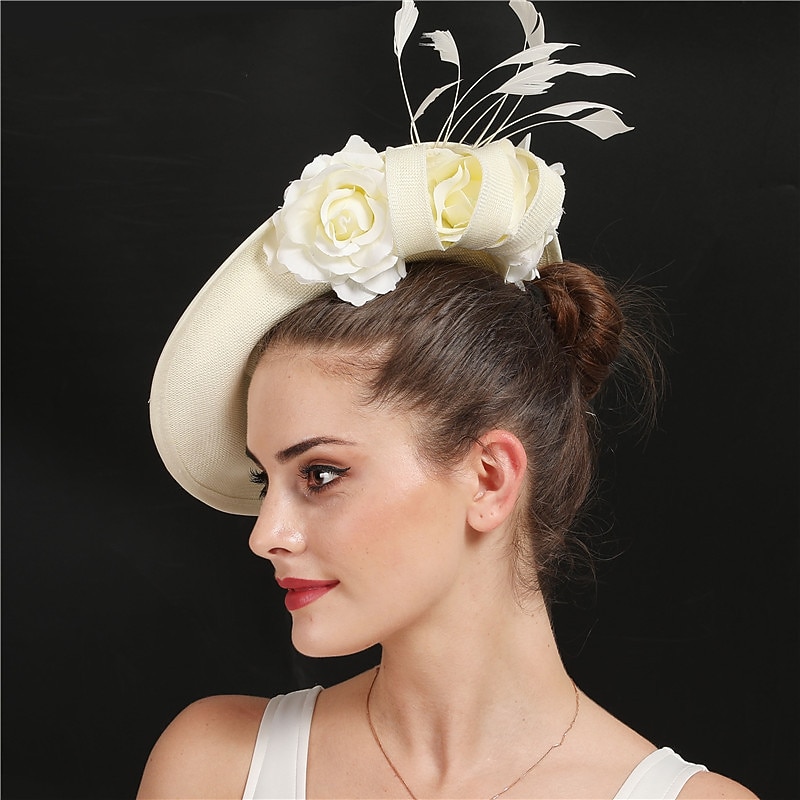 Fascinators Sinamay Wedding Kentucky Derby Cocktail Royal Astcot Fashion Bridal With Feather Floral Headpiece Headwear4