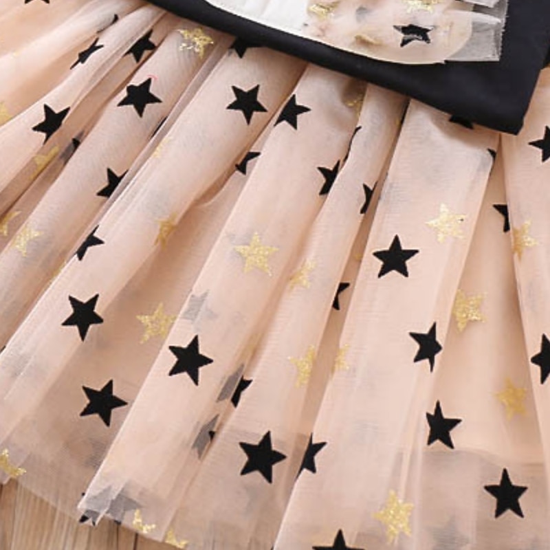 2 Pieces Toddler Girls' Cartoon Skirt & Shirt Set Short Sleeve Active School Cotton 3-7 Years Summer Black White4