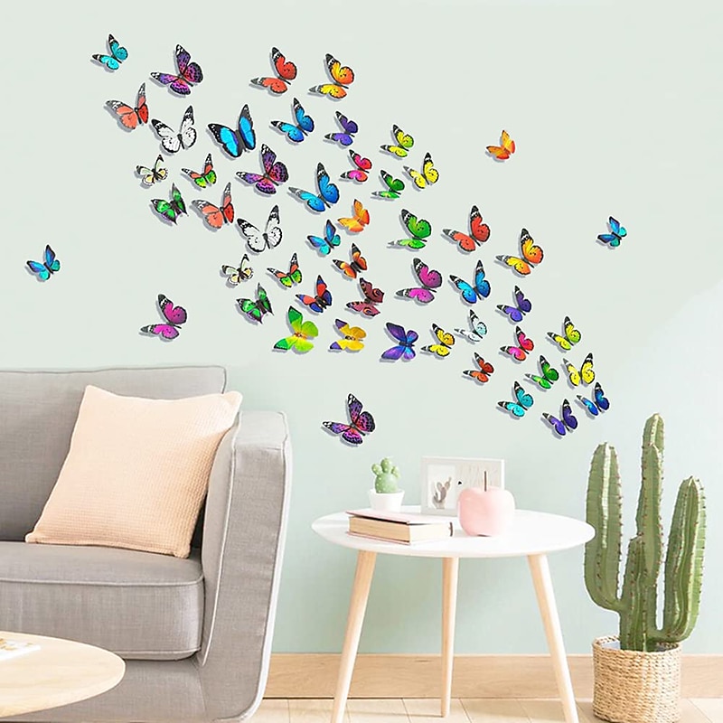 80 PCS 3D Butterfly Wall Decor Butterfly Wall Decals DIY Art Decor Crafts Removable Mural Stickers Butterfly Decorations for Home Room Bedroom Nursery Decor2