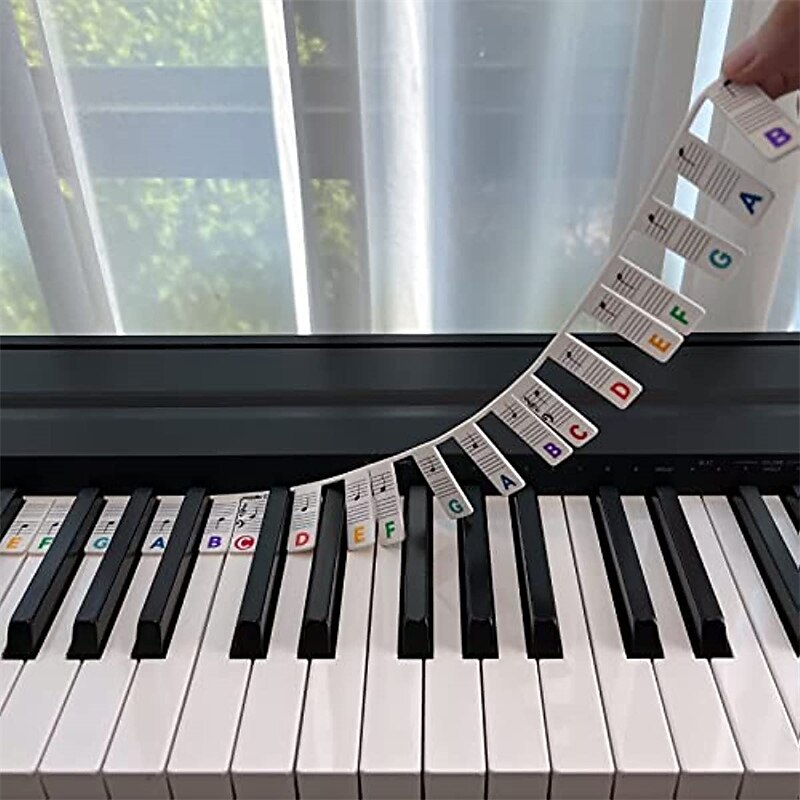 Piano Notes Guide For Beginner Removable Piano Keyboard Note Labels For Learning 88-Key Full Size Made Of Silicone No Need Stickers Reusable For Student3