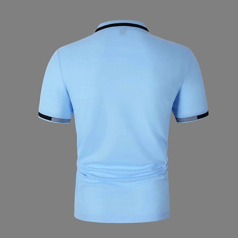 Men's Polo Shirt Golf Shirt Street Casual Classic Short Sleeve Fashion Basic Color Block Button Summer Regular Fit Spring Grass Green Light Sky Blue Black White Pink Pearl Pink Polo Shirt2