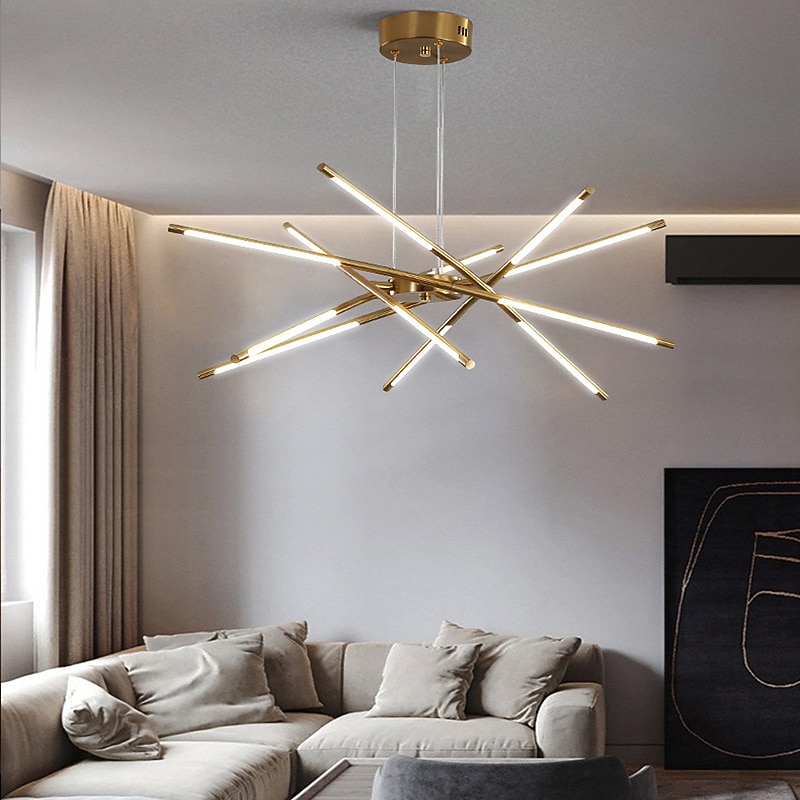 LED Pendant Light 80cm 8/12-Head Dimmable Metal Acrylic Sputnik Design for Dining Room Bedroom Pendant Lamps 110-240V ONLY DIMMABLE WITH REMOTE CONTROL4