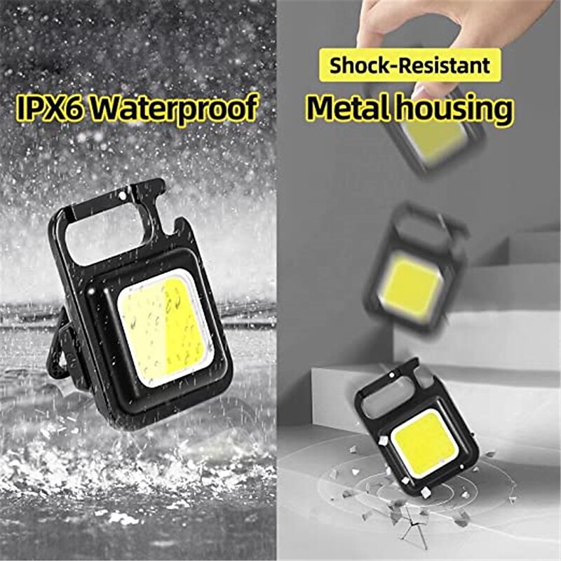 COB High Bright Protable Flashlight Multifunction Keychain Lamp Buit-in Lithium Battery Waterproof Outdoor Torch Lantern4