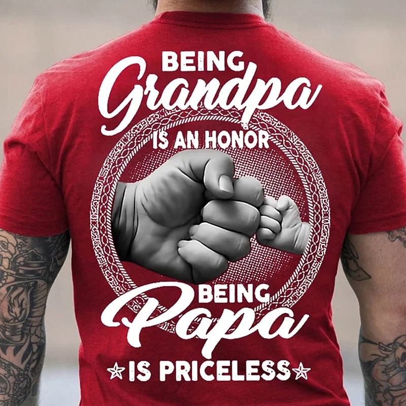 Mens Graphic T-Shirt Being Grandpa Is An Honor Being Papa Is Priceless Family Grandfather Gift Tee