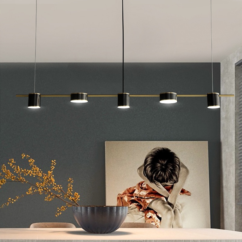 LED Pendant Light 150 cm Liner Design Dimmable 3/5/6 Lights Metal Aluminum Acrylic Nordic Style Deaign Dining Room Kitchen Lights 110-240V Black4