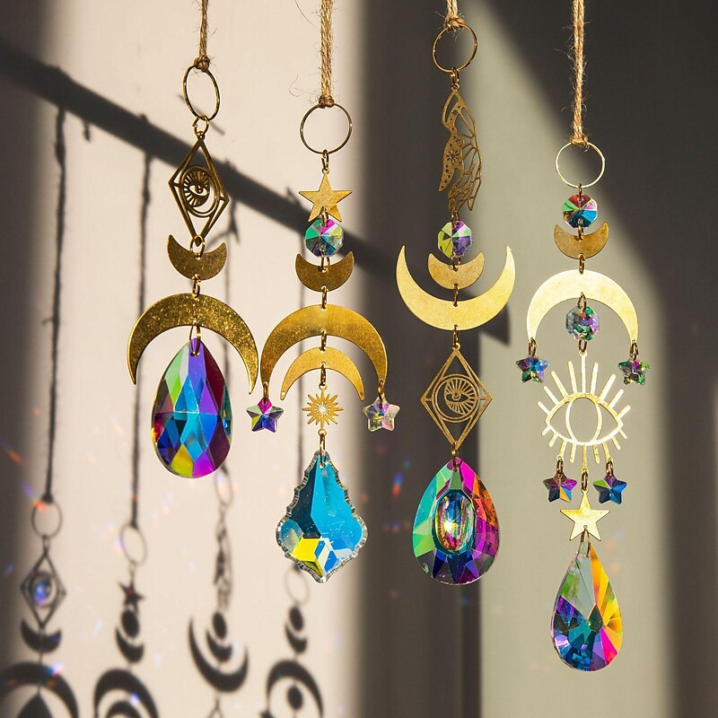 crystal suncatcher devil's eye crystal lighting pendant light and shadow wind chime sun catcher prism ball