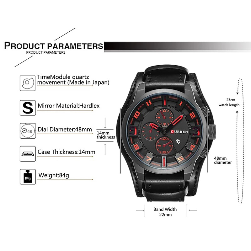 CURREN Men's Watches Top Brand Luxury Fashion&Casual Business Quartz Watch Date Waterproof Leather Strap Wristwatch Relogio Masculino 5