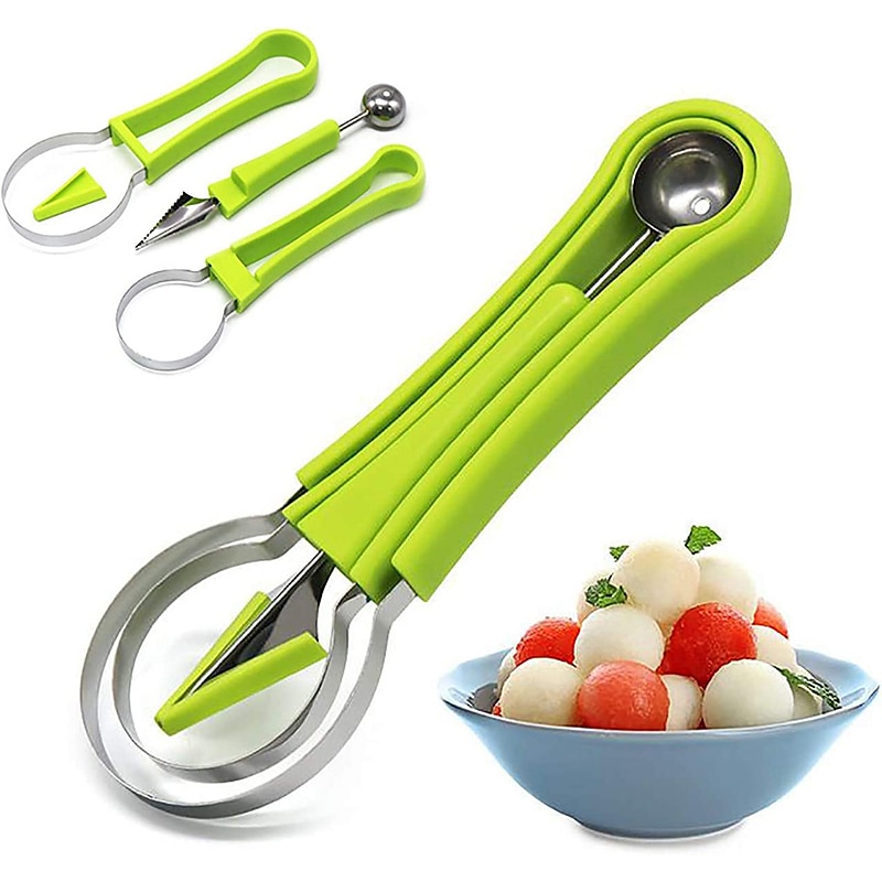 4 in 1 Melon Cutter Scoop Fruit Carving Knife Fruit Cutter Dig Pulp Separator Kitchen Gadgets Acces 2025 - $9.99