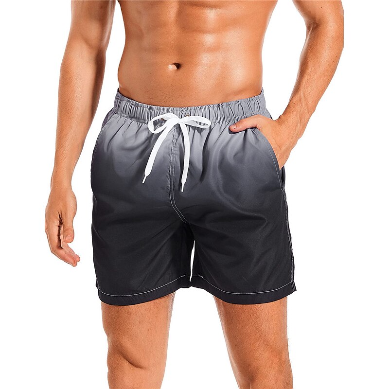 Men's Board Shorts Swim Shorts Swim Trunks Drawstring with Mesh lining Elastic Waist Gradient Quick Dry Short Casual Daily Holiday Hawaiian Boho Black Pink Micro-elastic 9