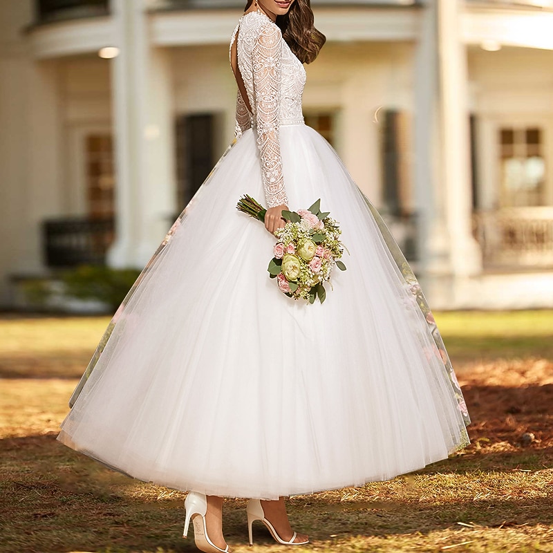 Reception Simple Wedding Dresses Wedding Dresses A-Line Sweetheart Strapless Ankle Length Lace Bridal Gowns With Pleats Solid Color dress to impress Fall Wedding3