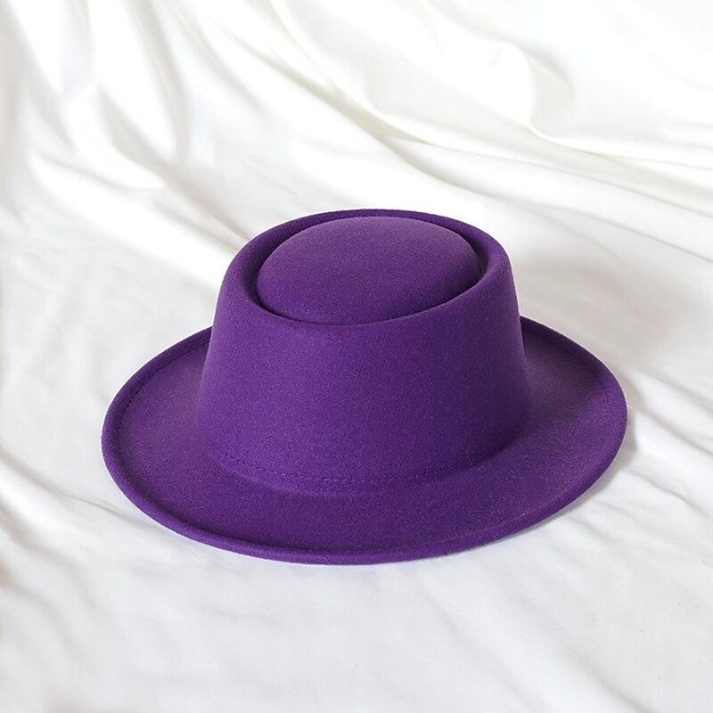 Hats Wool Acrylic Fedora Hat Formal Wedding Cocktail Royal Astcot Simple Classic With Pure Color Headpiece Headwear2