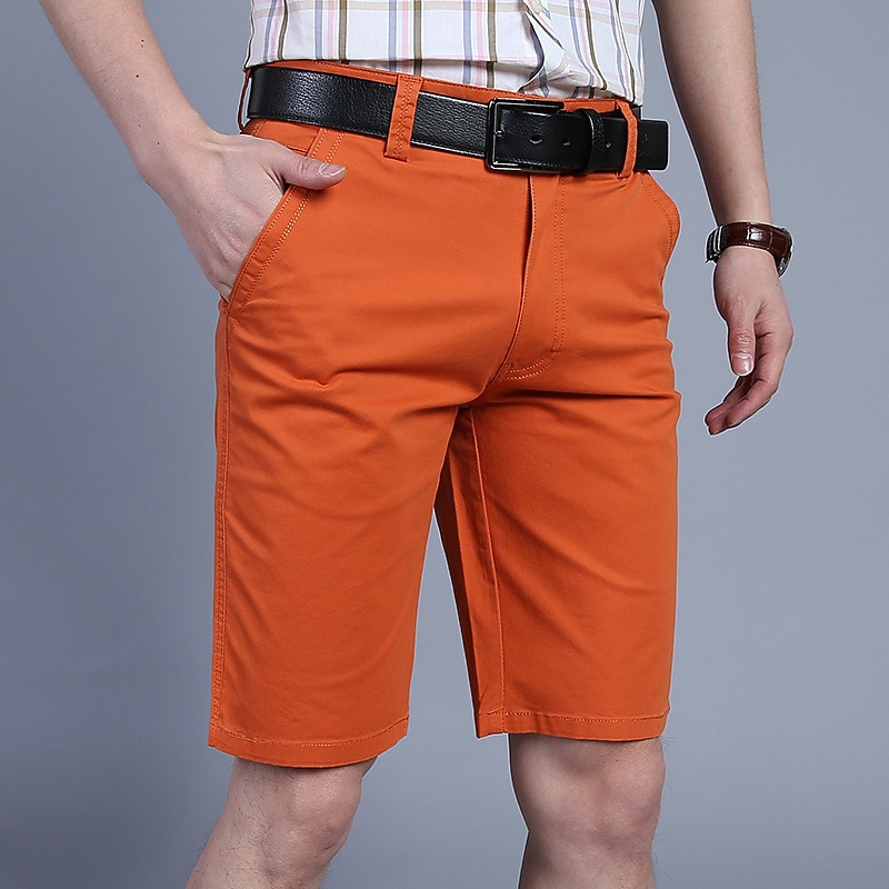 Men's Shorts Chino Shorts Bermuda shorts Pocket Plain Comfort Breathable Outdoor Daily Going out Cotton Blend Fashion Streetwear Army Green Orange3