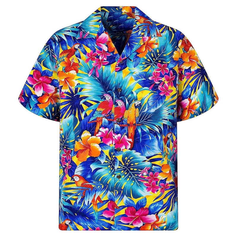 Men's Floral Tropical Flowers Palm Leaf Shirt Summer Hawaiian Shirt Aloha Shirt Short Sleeve Shirt Turndown Tropical Fashion Hawaiian Casual Hawaiian Holiday Light Pink Light Green Pink S M L2