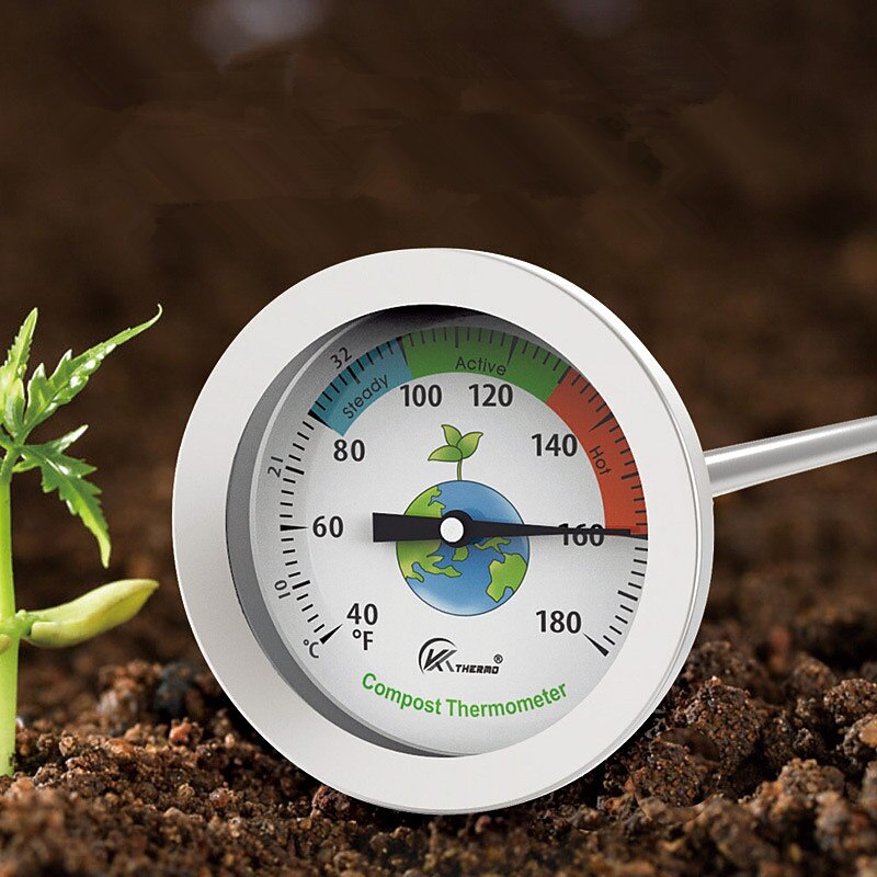 Compost Soil Gardening Thermometer Super-Long Stainless Steel Probe Fertilizer Test Thermometer 50cm