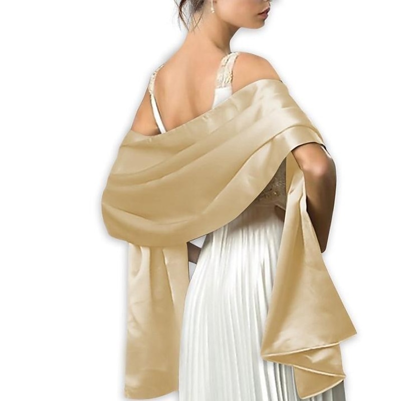 Wedding Bridal Satin Chiffon Evening Scarve for Women Silky Solid Color Shawl Wraps Stole For Weddings Bridal Bridesmaids Proms Parties2