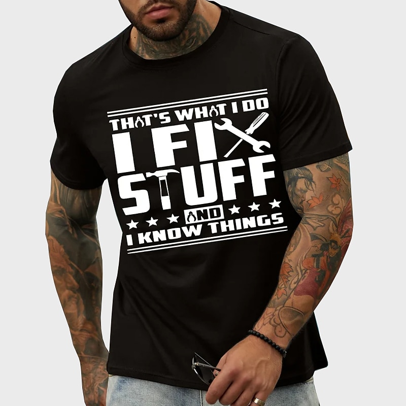 Men's Plus Size Big Tall T shirt Tee Tee Graphic Tee Crewneck Black White Navy Blue Short Sleeves Outdoor Going out Print Letter Clothing Apparel Cotton Blend Streetwear Stylish Casual2