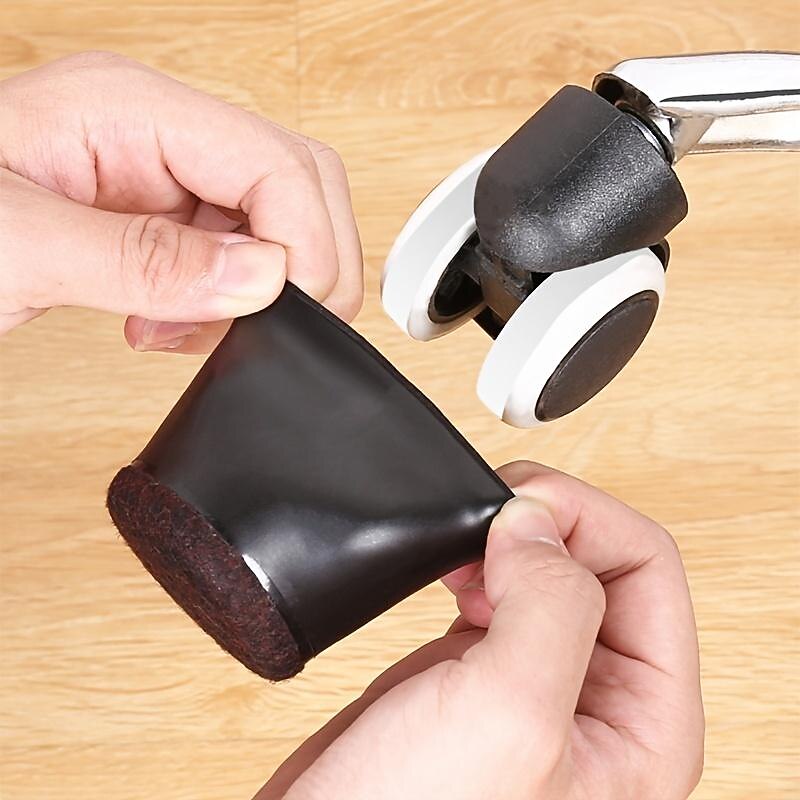 5pcs Office Chair Caster Wheel Cups, Furniture Felt Caster Leg Cases Covers, Anti Slip Stoppers, Hard Wood Floor Carpet Tile Protector Pad Mat For Bed, Desk, Sofa, Computer Gaming Chairs2