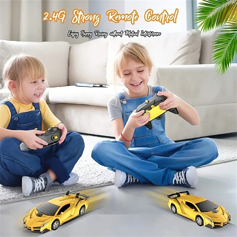 Remote Control Transform Car Robot Toy With Lights Deformation RC Car 360Rotating Stunt Race Car Toys3