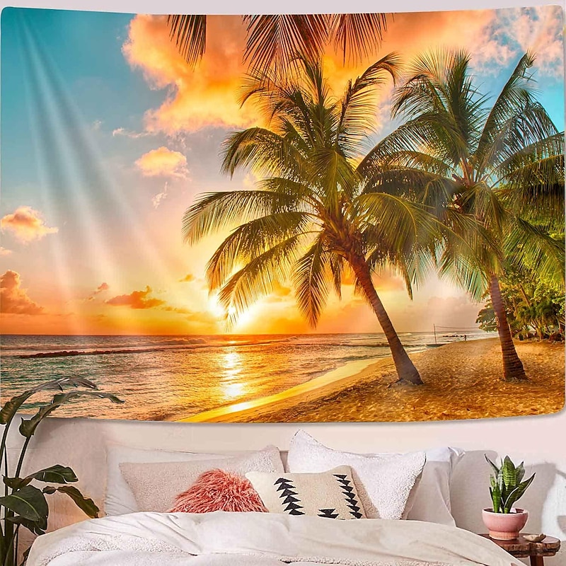 Beach Hanging Tapestry Wall Art Large Tapestry Mural Decor Photograph Backdrop Blanket Curtain Home Bedroom Living Room Decoration