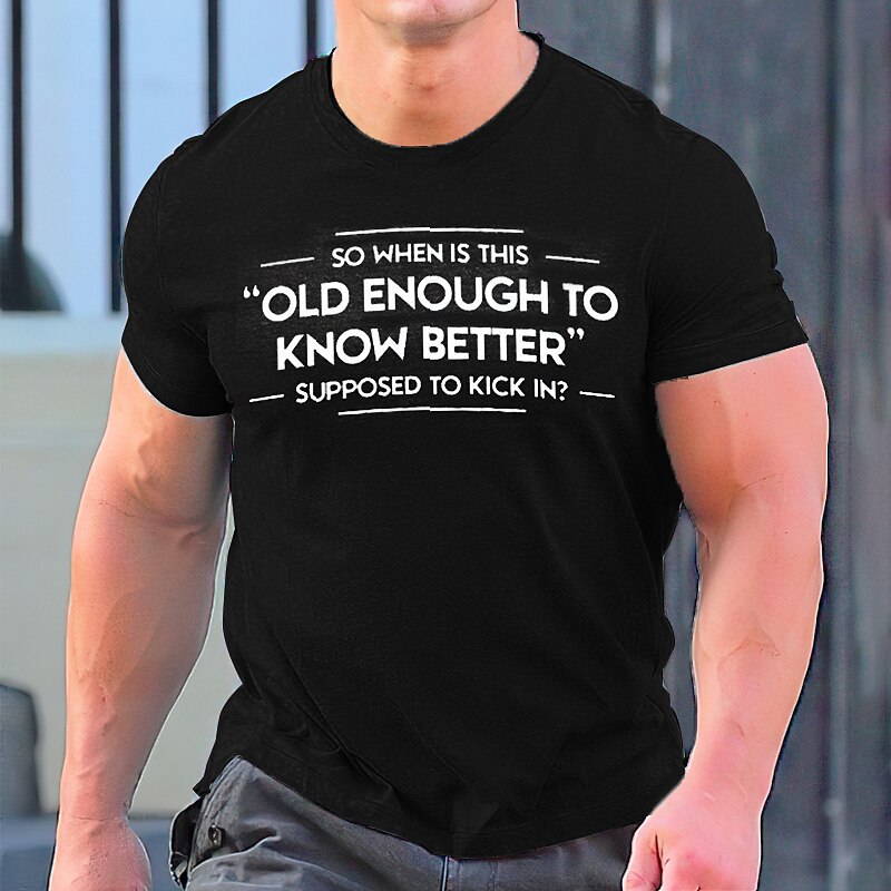 Men's Quotes & Sayings T Shirt Graphic Tee Cotton Short Sleeve Graphic Shirt Black Blue Green Comfortable Tee Vacation Daily Wear Fashion Designer Clothing